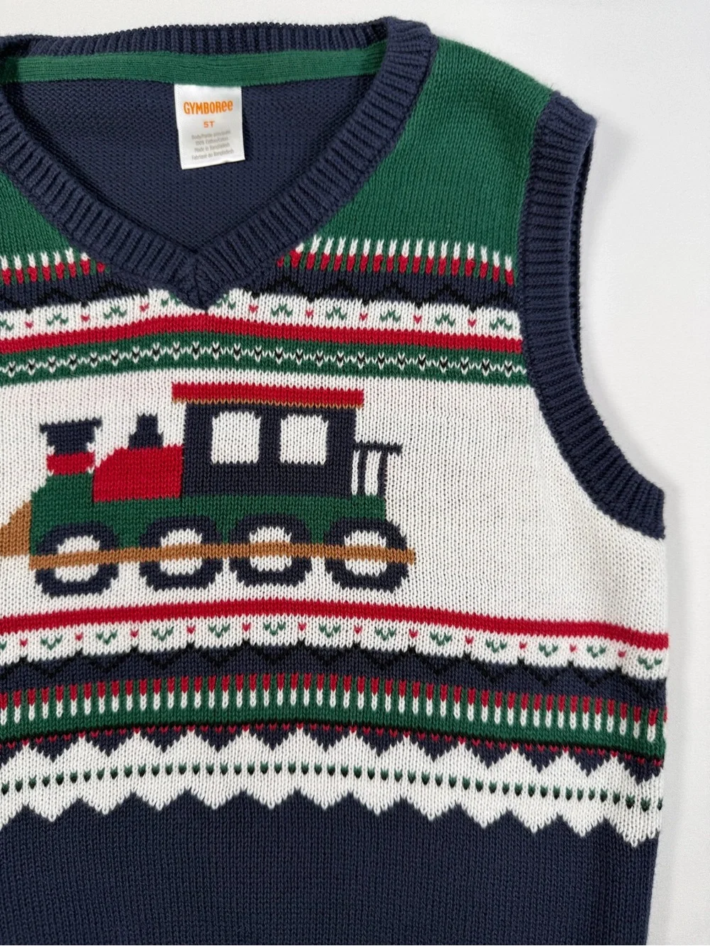 GYMBOREE Toddler Boys' Holiday Express Train Fair Isle Knit Sweater Vest Size 5T